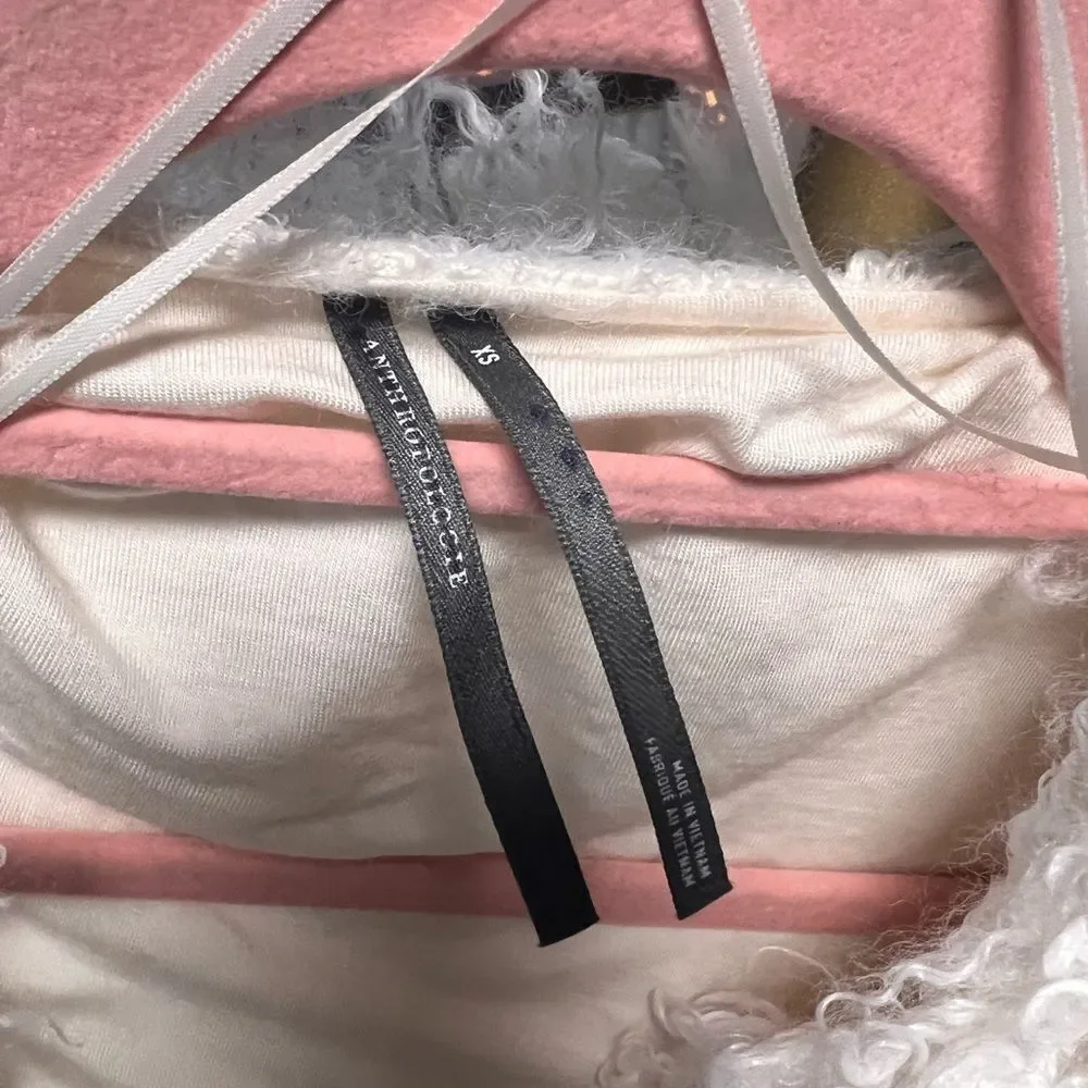 Anthropologie Pilcro Shaggy Faux Fur Cardigan Sweater in Ivory NWOT - Picture 8 of 8